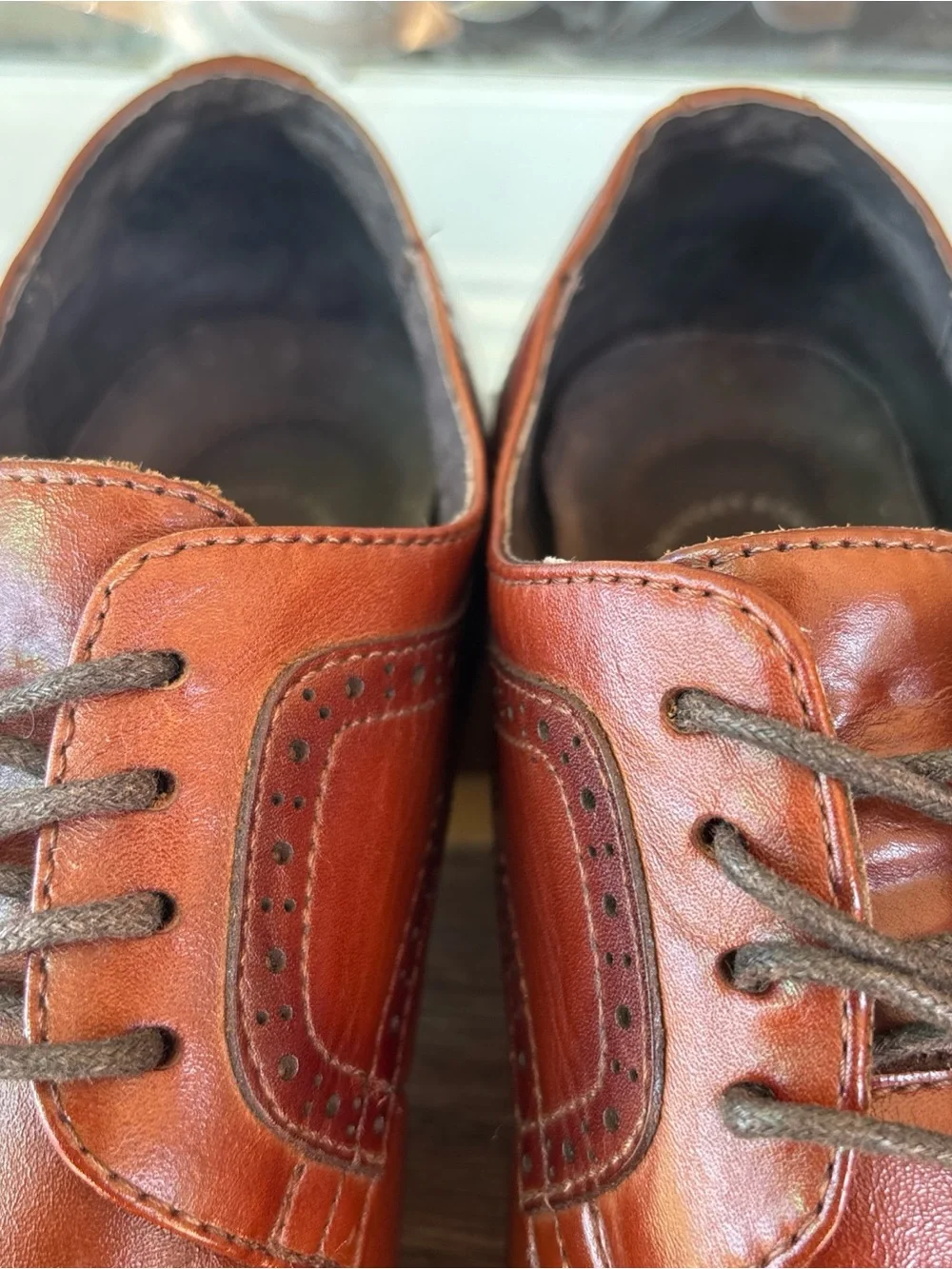 Adams Men's Cognac Brown Leather Lace-Up Oxfords 10.5 M